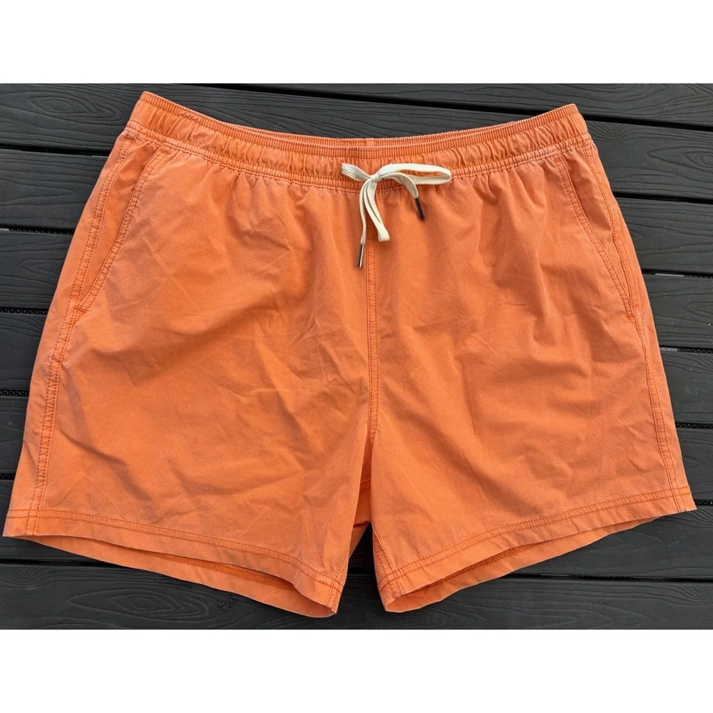 Fair Harbor Mens The Anchor Swim Shorts Orange Recycled Stretch XLarge